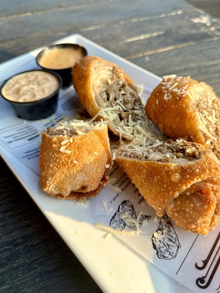 Homemade cheesesteak egg rolls at Twain's Tavern in Pasadena, MD
