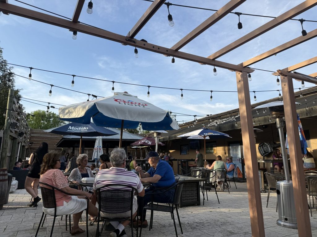 A sunny afternoon on the patio at Twain's Tavern